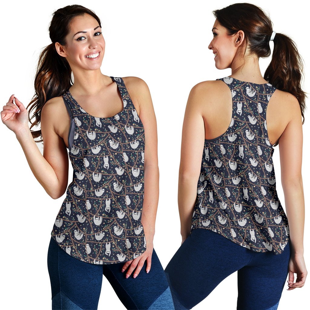 Sloth Happy Design Themed Print Women Racerback Tank Top