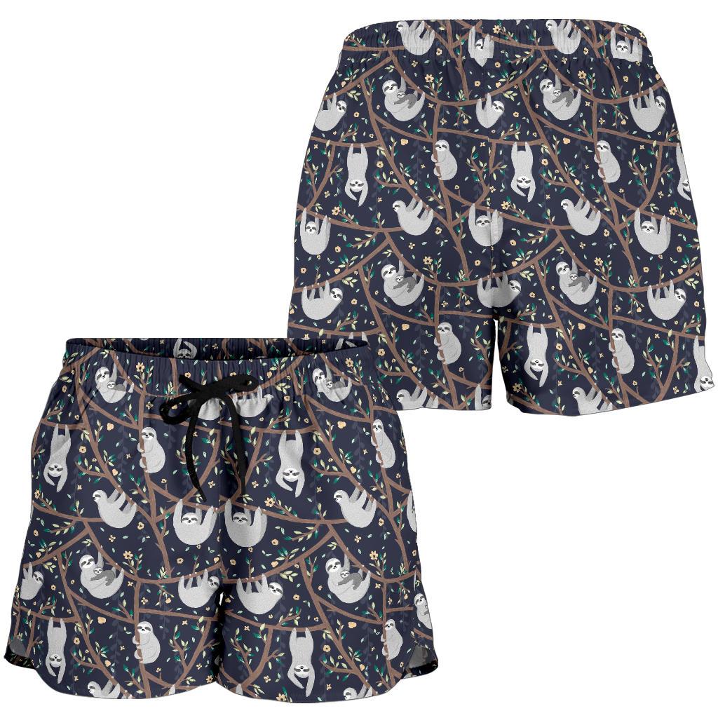 Sloth Happy Design Themed Print Women Shorts-JTAMIGO.COM