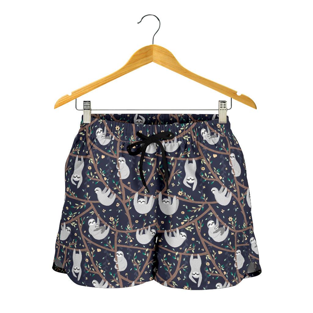 Sloth Happy Design Themed Print Women Shorts-JTAMIGO.COM