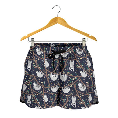 Sloth Happy Design Themed Print Women Shorts-JTAMIGO.COM