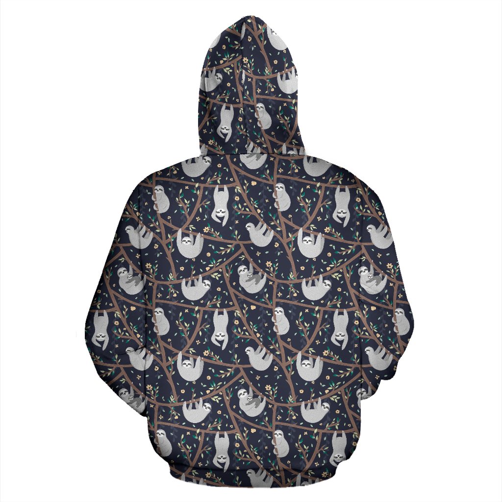 Sloth Happy Design Themed Print Zip Up Hoodie