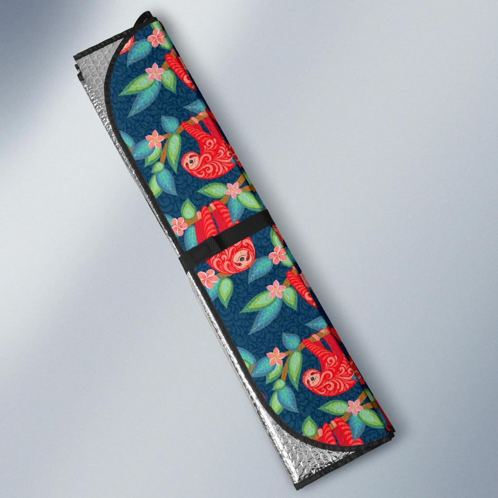 Sloth Red Design Themed Print Car Sun Shade For Windshield