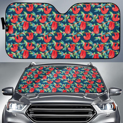 Sloth Red Design Themed Print Car Sun Shade For Windshield