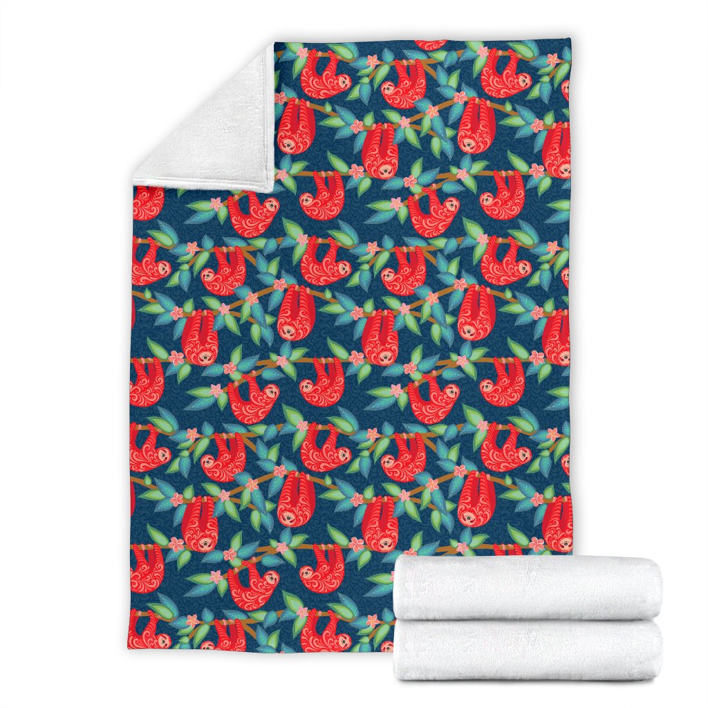 Sloth Red Design Themed Print Fleece Blanket