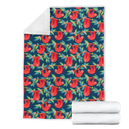 Sloth Red Design Themed Print Fleece Blanket