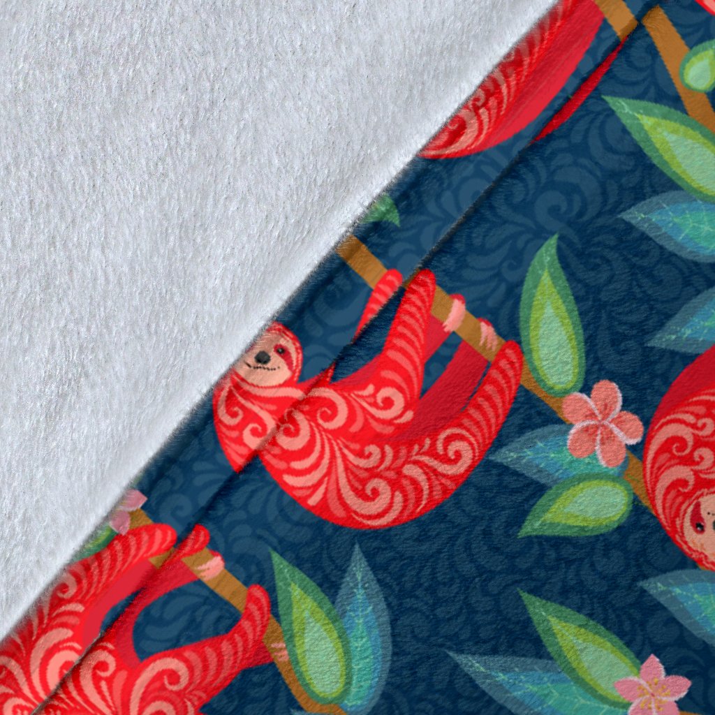 Sloth Red Design Themed Print Fleece Blanket
