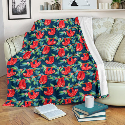 Sloth Red Design Themed Print Fleece Blanket