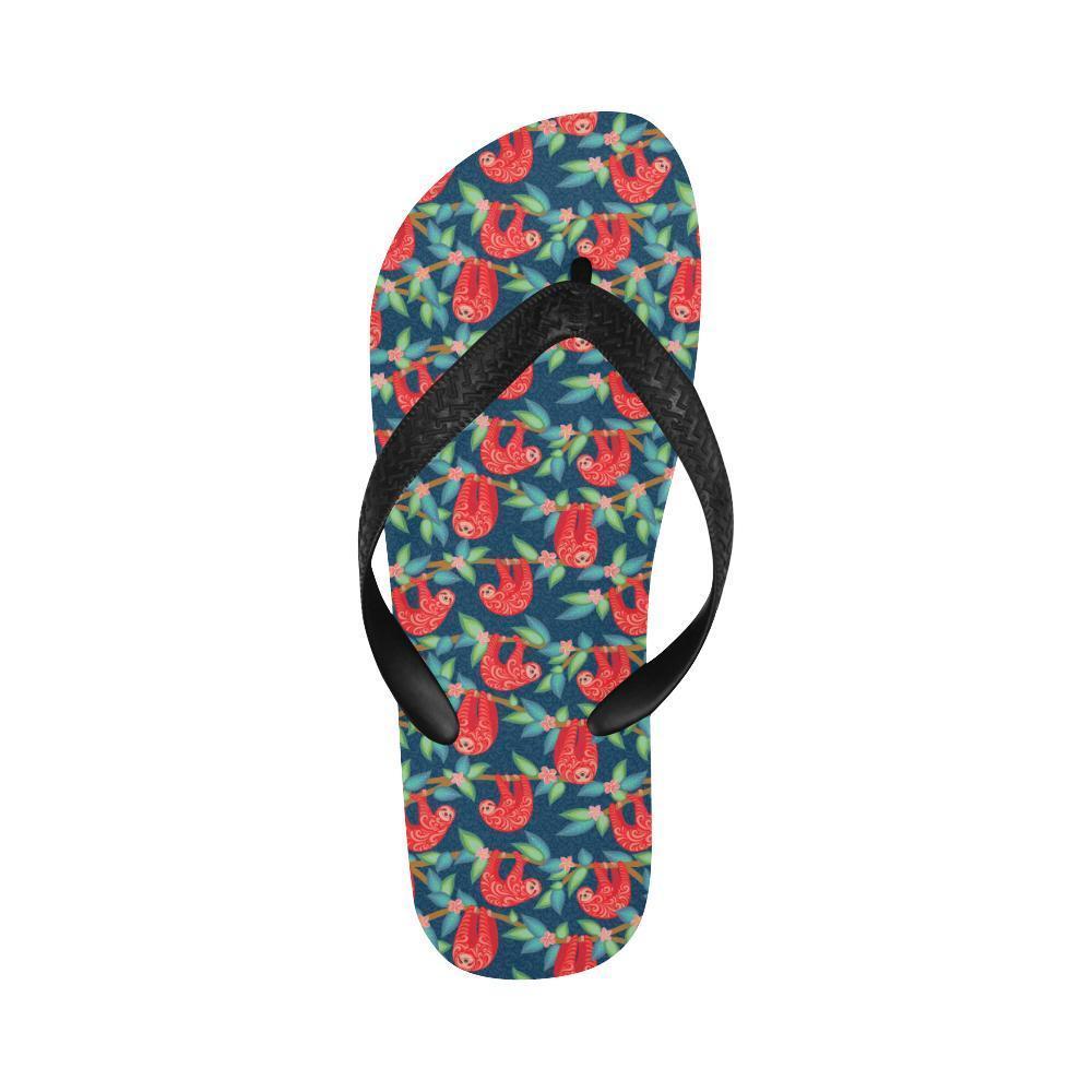 Sloth Red Design Themed Print Flip Flops-JTAMIGO.COM
