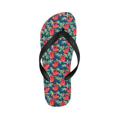 Sloth Red Design Themed Print Flip Flops-JTAMIGO.COM