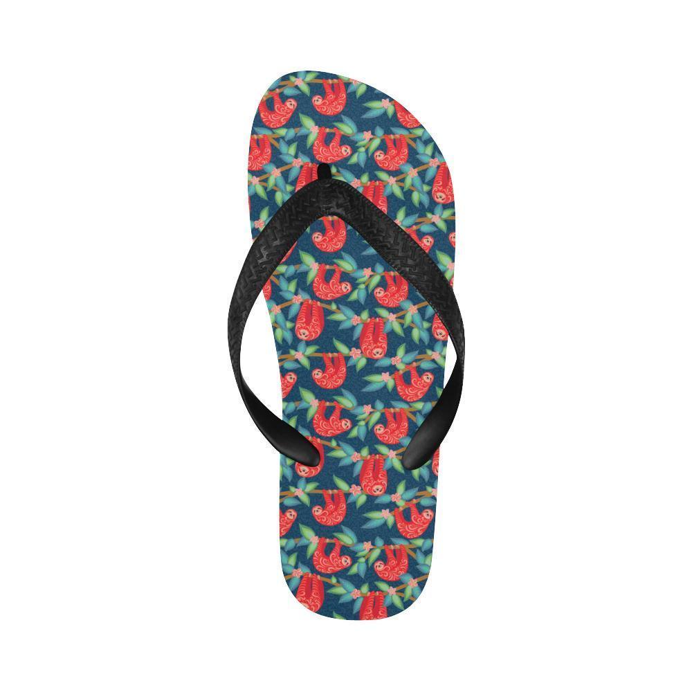 Sloth Red Design Themed Print Flip Flops-JTAMIGO.COM