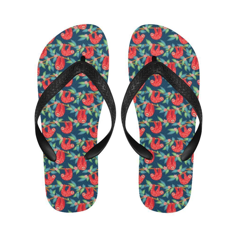 Sloth Red Design Themed Print Flip Flops-JTAMIGO.COM