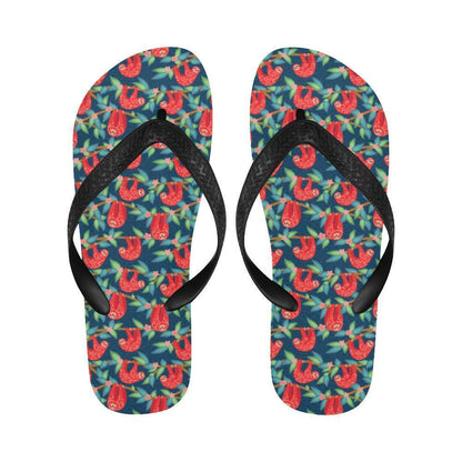 Sloth Red Design Themed Print Flip Flops-JTAMIGO.COM