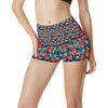 Sloth Red Design Themed Print High Waisted Spandex Shorts-JTAMIGO.COM