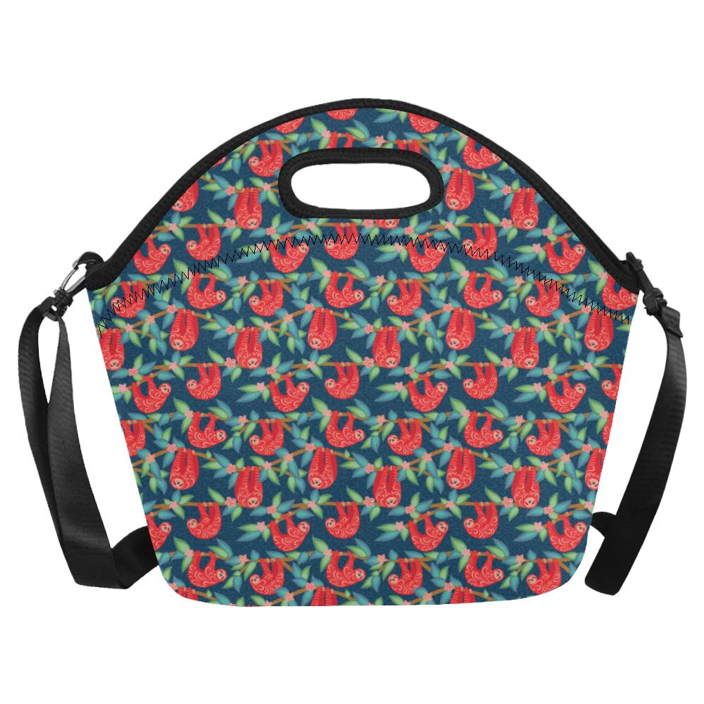 Sloth Red Design Themed Print Neoprene Lunch Bag (Model 1669)(Large)-JTAMIGO.COM
