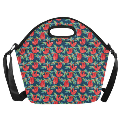Sloth Red Design Themed Print Neoprene Lunch Bag (Model 1669)(Large)-JTAMIGO.COM