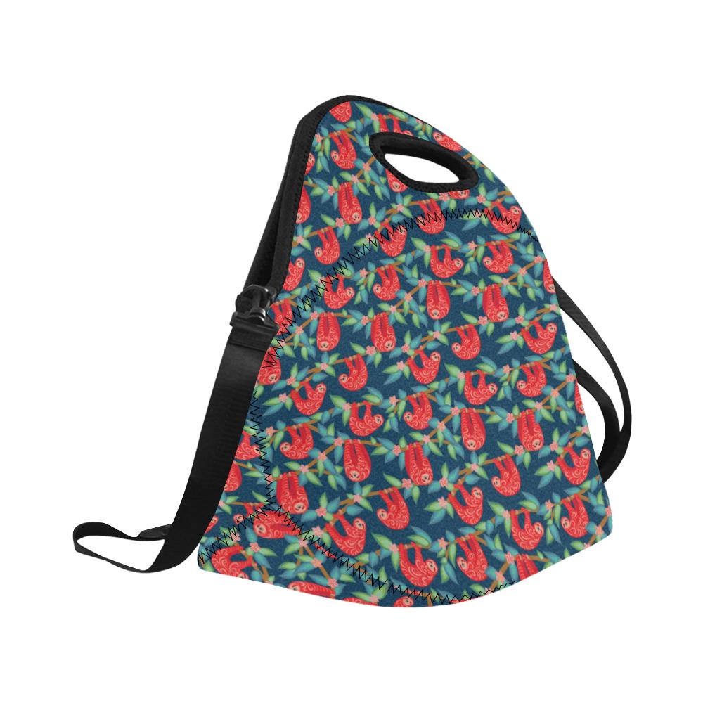 Sloth Red Design Themed Print Neoprene Lunch Bag (Model 1669)(Large)-JTAMIGO.COM