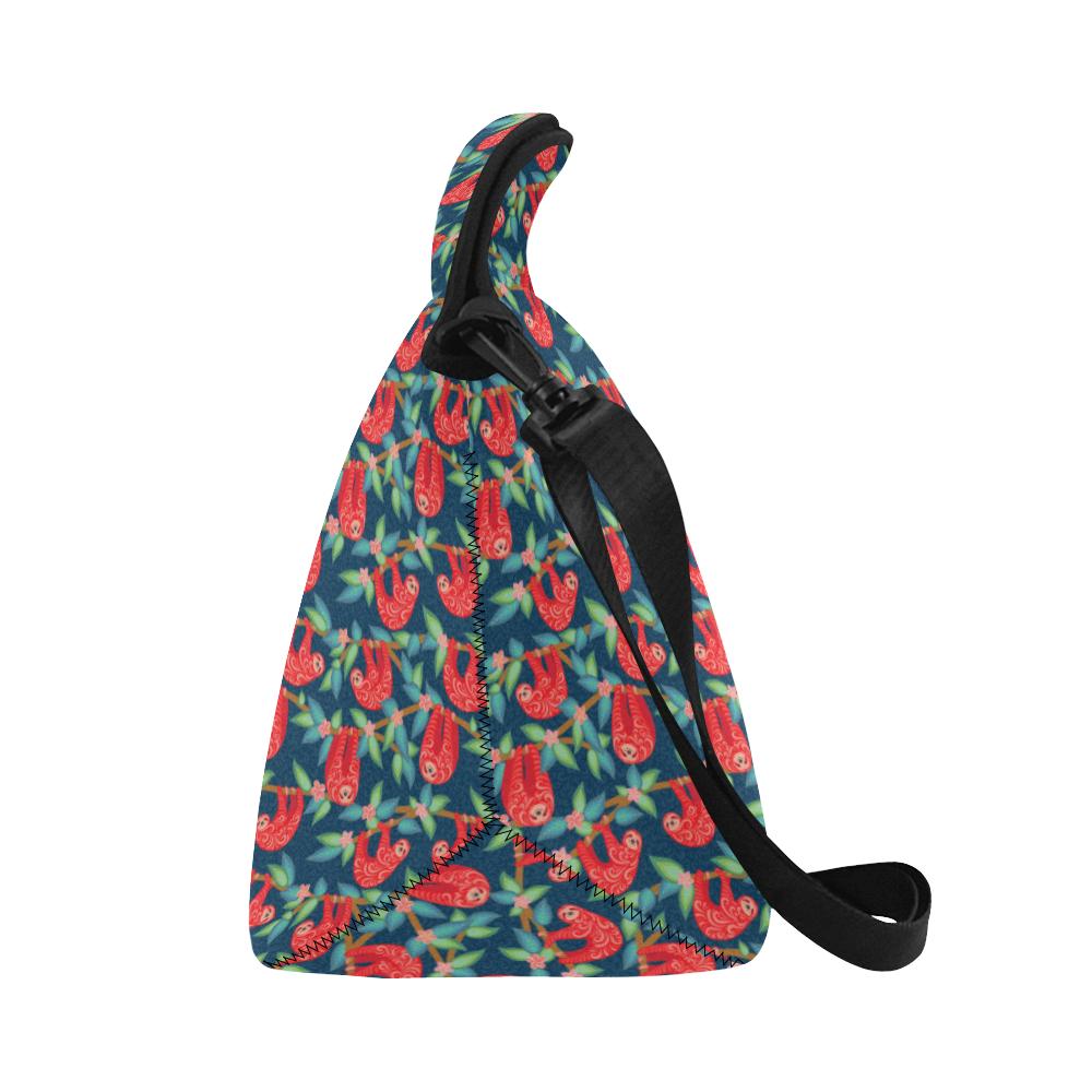 Sloth Red Design Themed Print Neoprene Lunch Bag (Model 1669)(Large)-JTAMIGO.COM