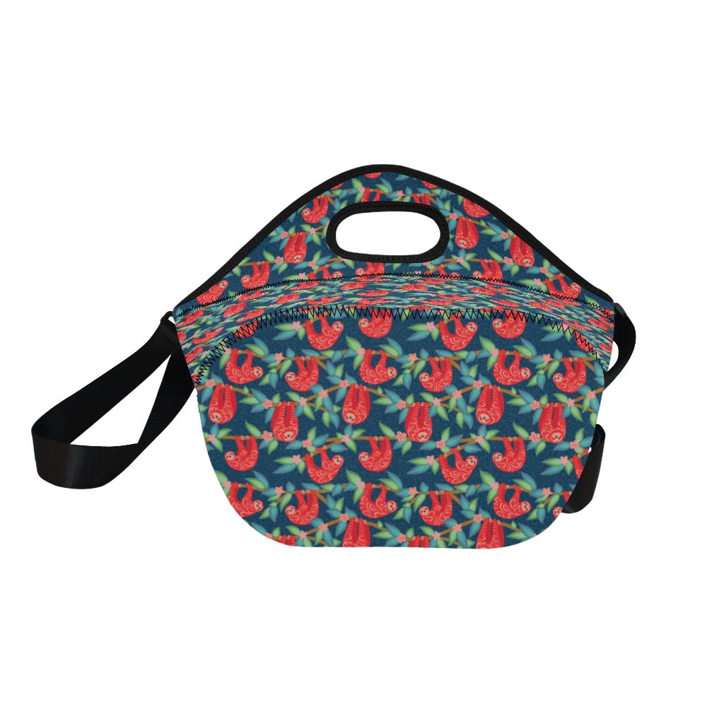 Sloth Red Design Themed Print Neoprene Lunch Bag (Model 1669)(Large)-JTAMIGO.COM