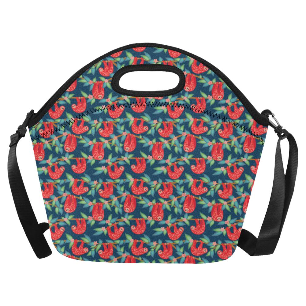Sloth Red Design Themed Print Neoprene Lunch Bag (Model 1669)(Large)-JTAMIGO.COM