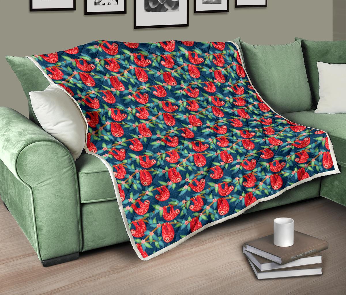 Sloth Red Design Themed Print Premium Quilt-JTAMIGO.COM