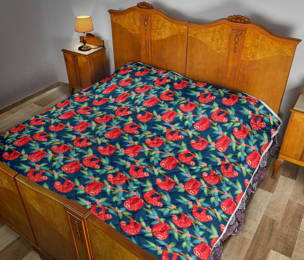 Sloth Red Design Themed Print Premium Quilt-JTAMIGO.COM