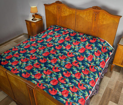 Sloth Red Design Themed Print Premium Quilt-JTAMIGO.COM