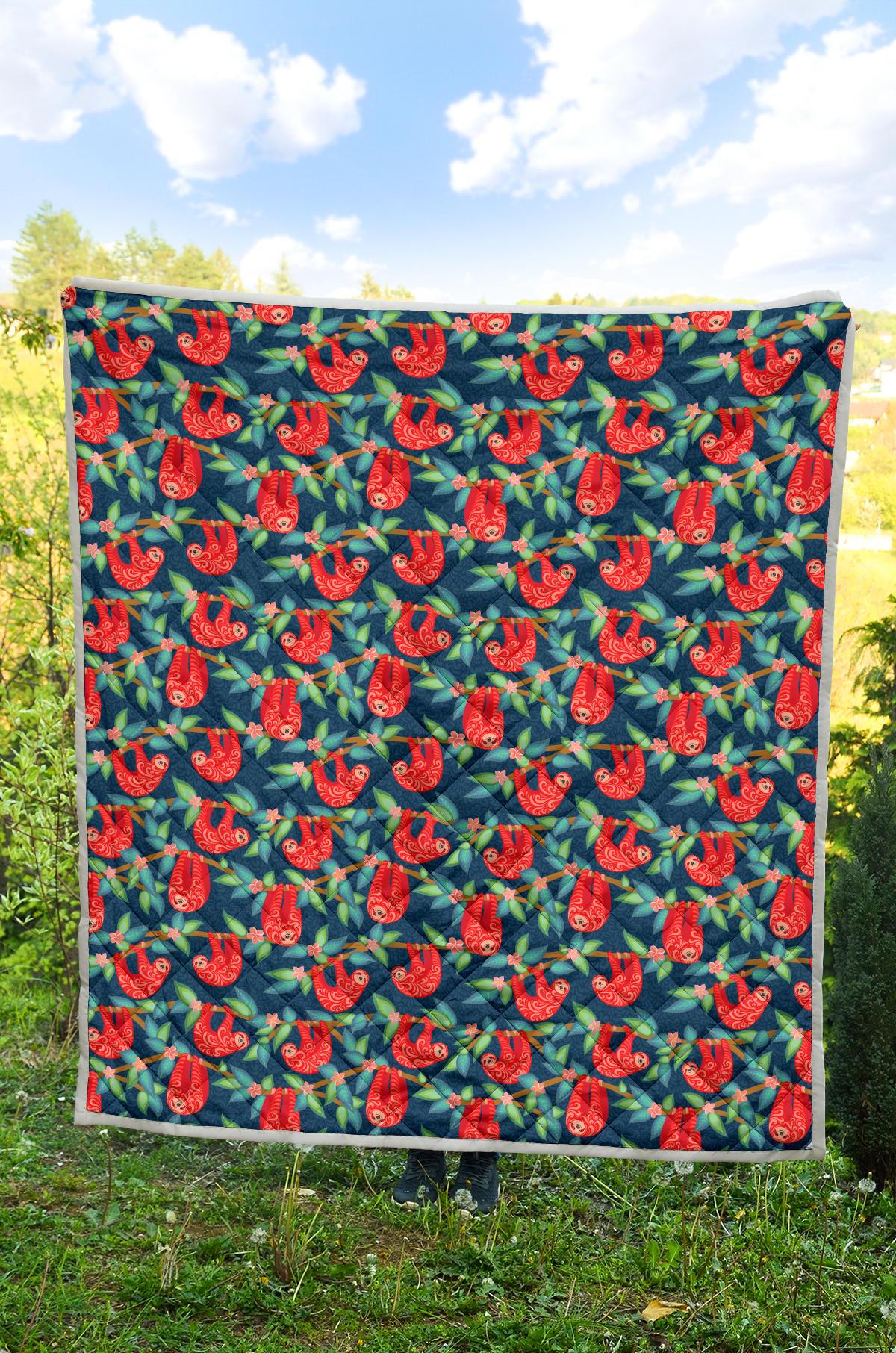 Sloth Red Design Themed Print Premium Quilt-JTAMIGO.COM