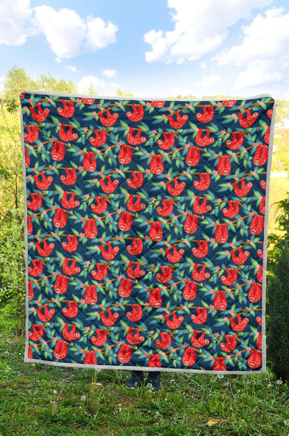 Sloth Red Design Themed Print Premium Quilt-JTAMIGO.COM
