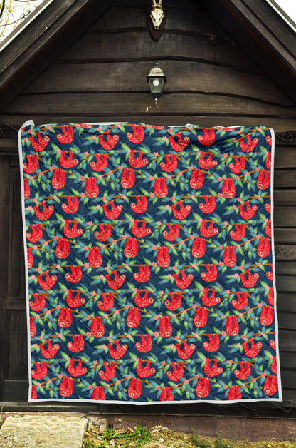 Sloth Red Design Themed Print Premium Quilt-JTAMIGO.COM