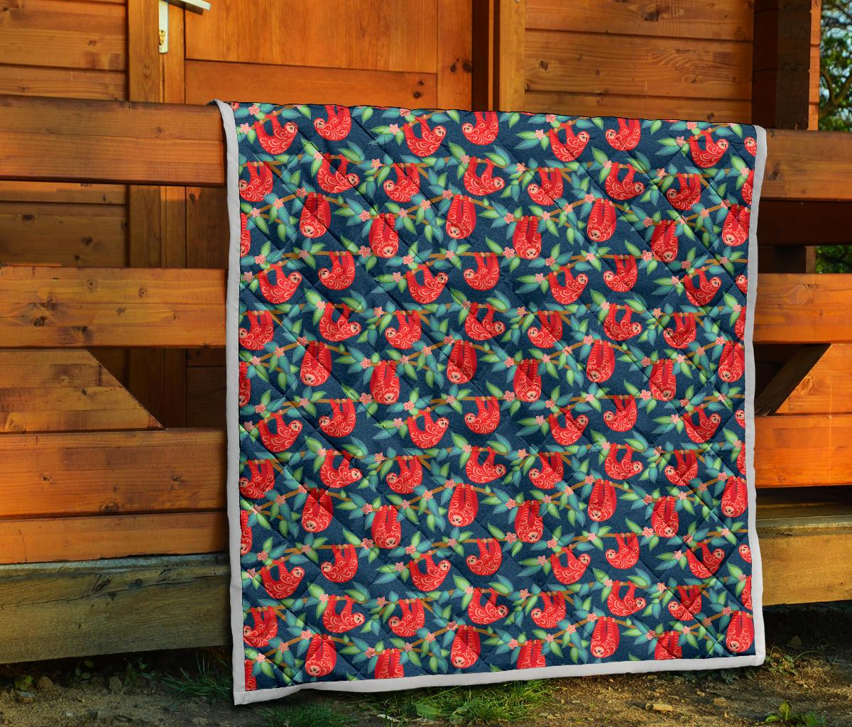 Sloth Red Design Themed Print Premium Quilt-JTAMIGO.COM