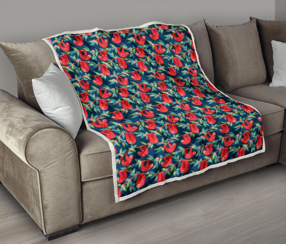 Sloth Red Design Themed Print Premium Quilt-JTAMIGO.COM