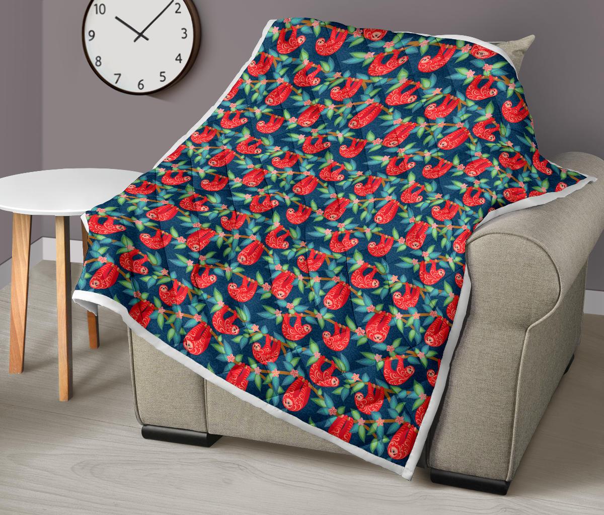 Sloth Red Design Themed Print Premium Quilt-JTAMIGO.COM
