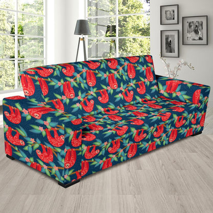Sloth Red Design Themed Print Sofa Slipcover-JTAMIGO.COM