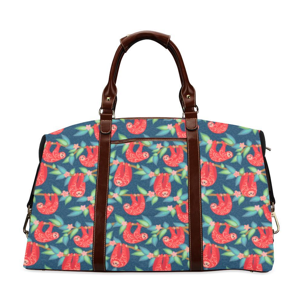 Sloth Red Design Themed Print Travel Bag