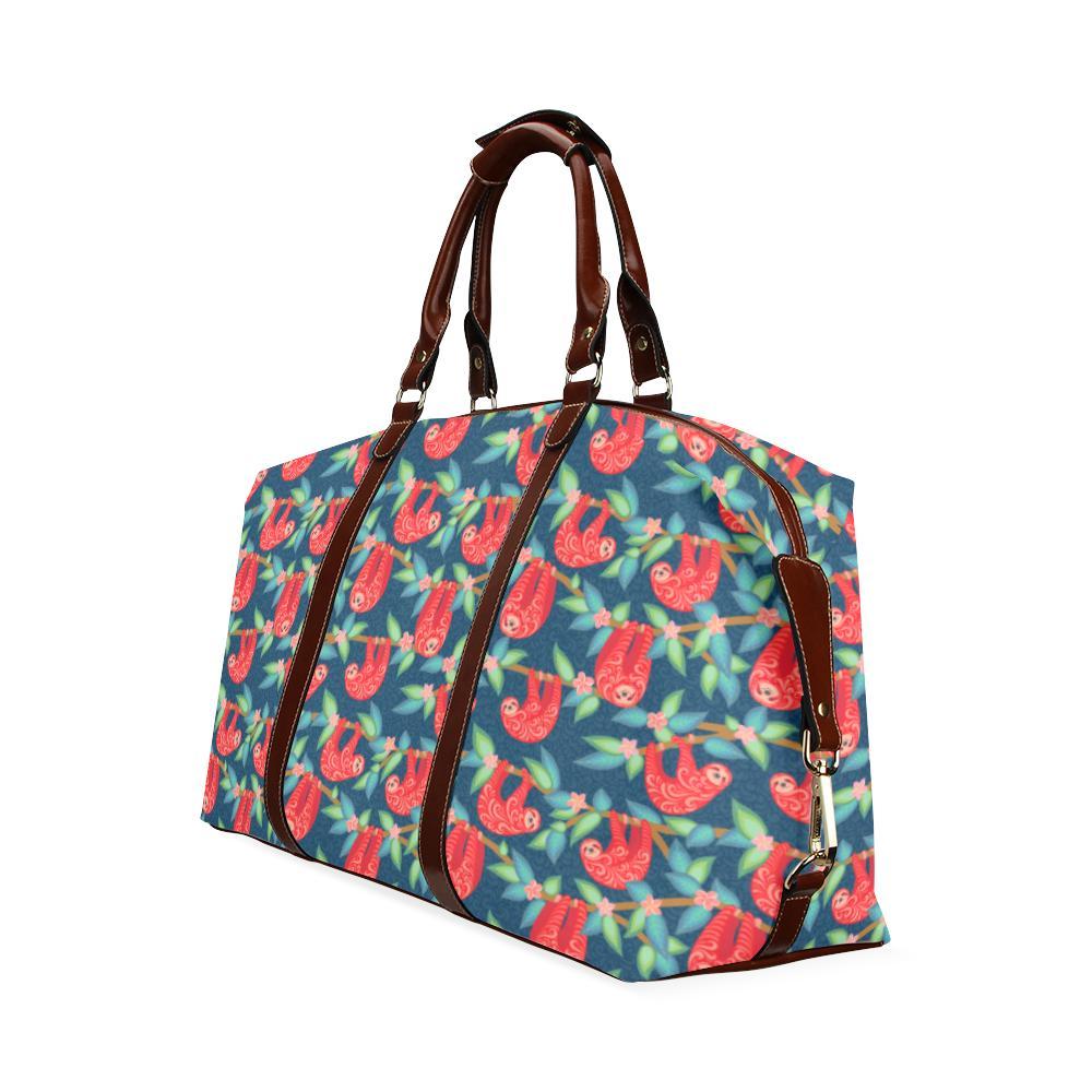 Sloth Red Design Themed Print Travel Bag
