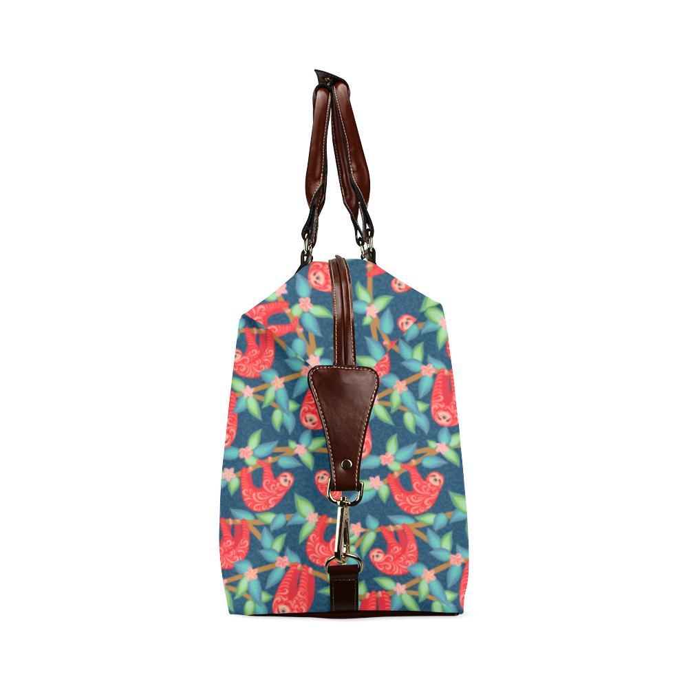 Sloth Red Design Themed Print Travel Bag
