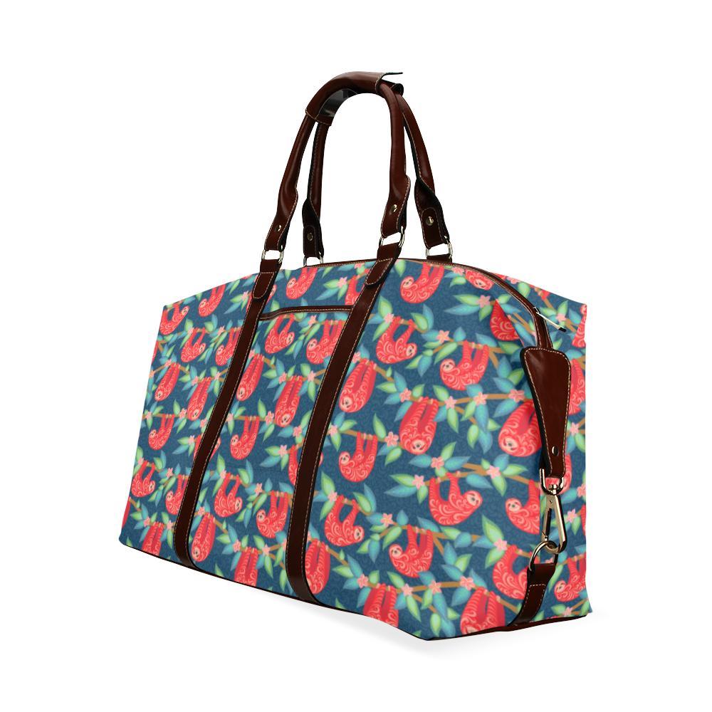 Sloth Red Design Themed Print Travel Bag