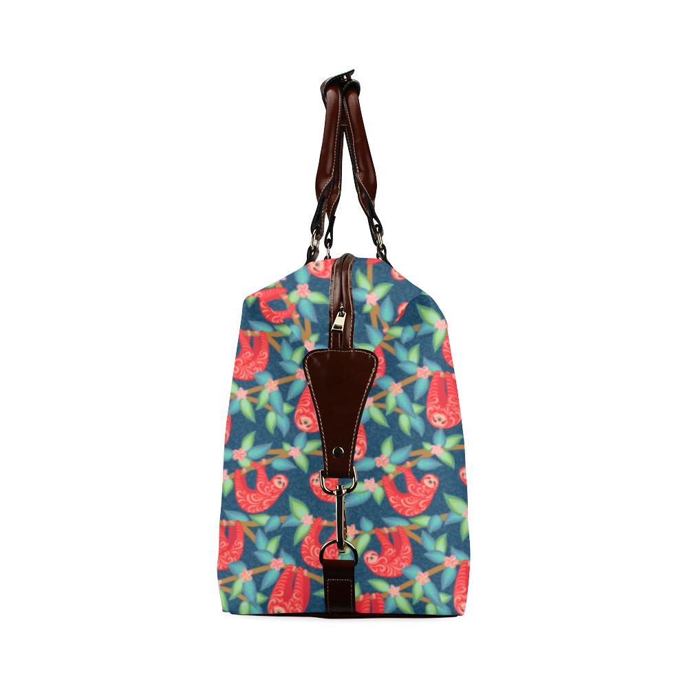 Sloth Red Design Themed Print Travel Bag