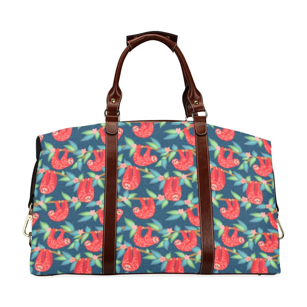 Sloth Red Design Themed Print Travel Bag