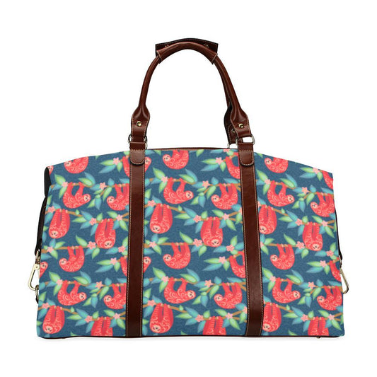 Sloth Red Design Themed Print Travel Bag