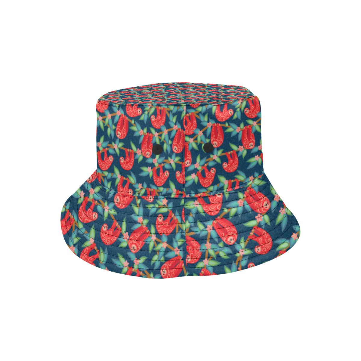 Sloth Red Design Themed Print Unisex Bucket Hat