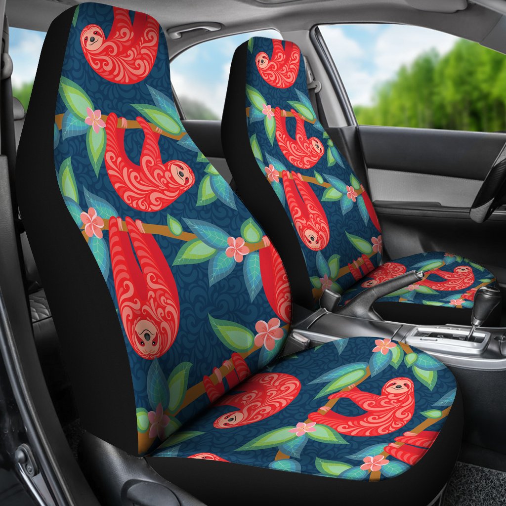 Sloth Red Design Themed Print Universal Fit Car Seat Covers