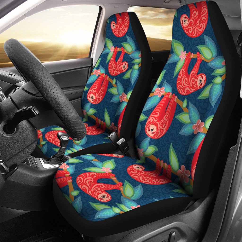 Sloth Red Design Themed Print Universal Fit Car Seat Covers