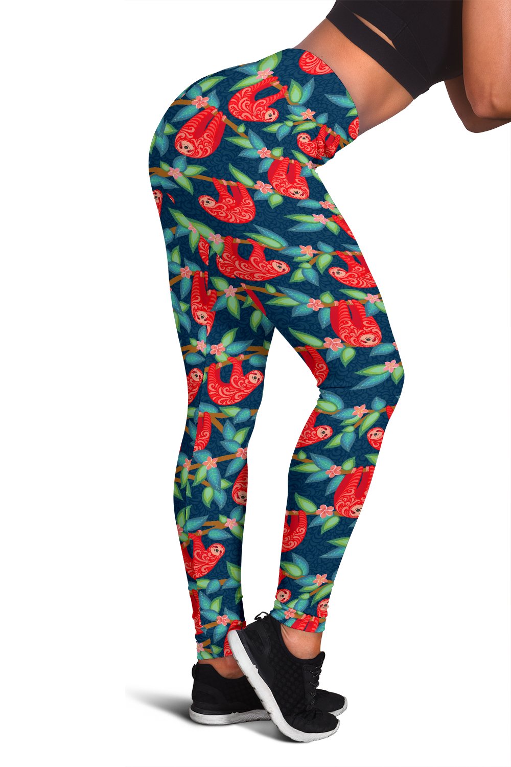 Sloth Red Design Themed Print Women Leggings