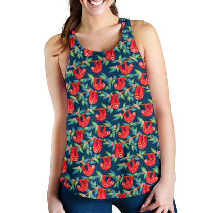 Sloth Red Design Themed Print Women Racerback Tank Top