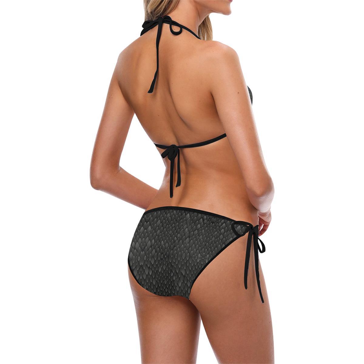 Snake Skin Black Print Bikini Swimsuit-JTAMIGO.COM
