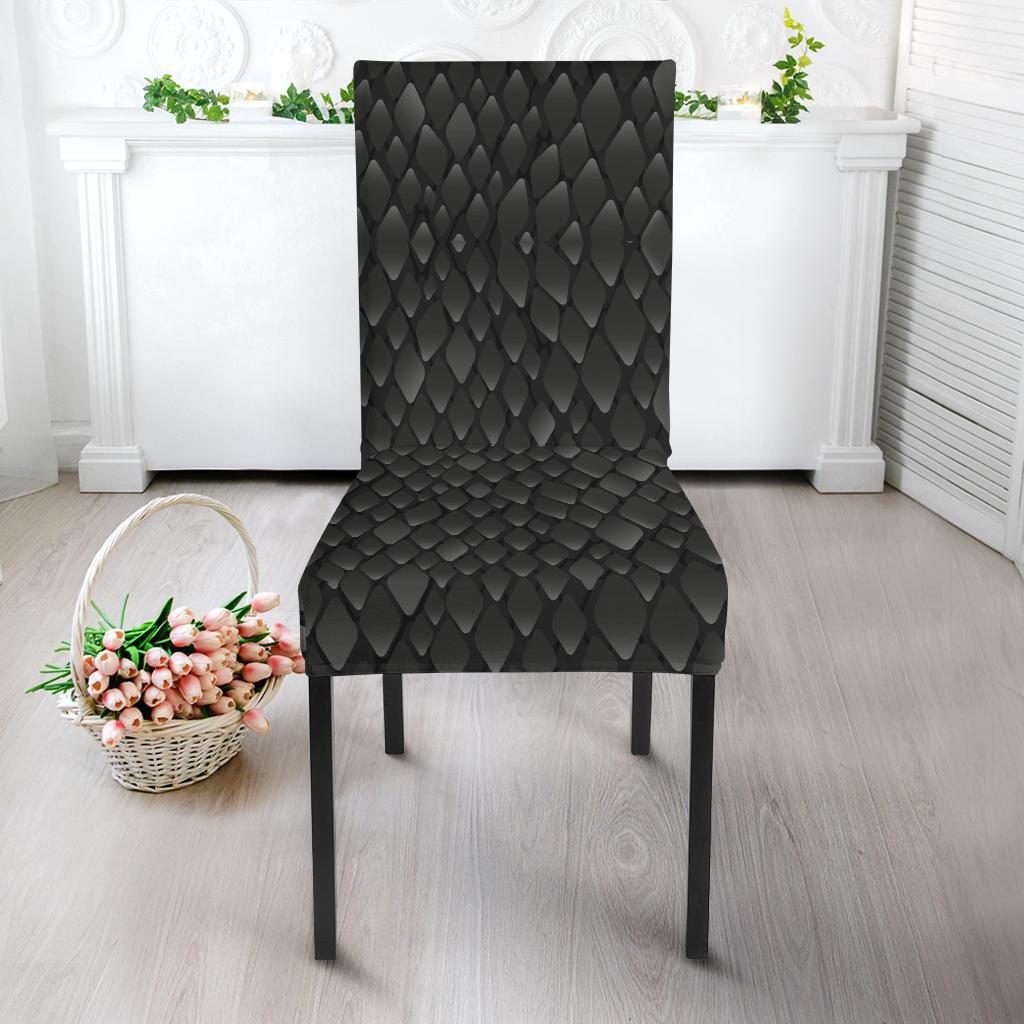 Snake Skin Black Print Dining Chair Slipcover-JTAMIGO.COM