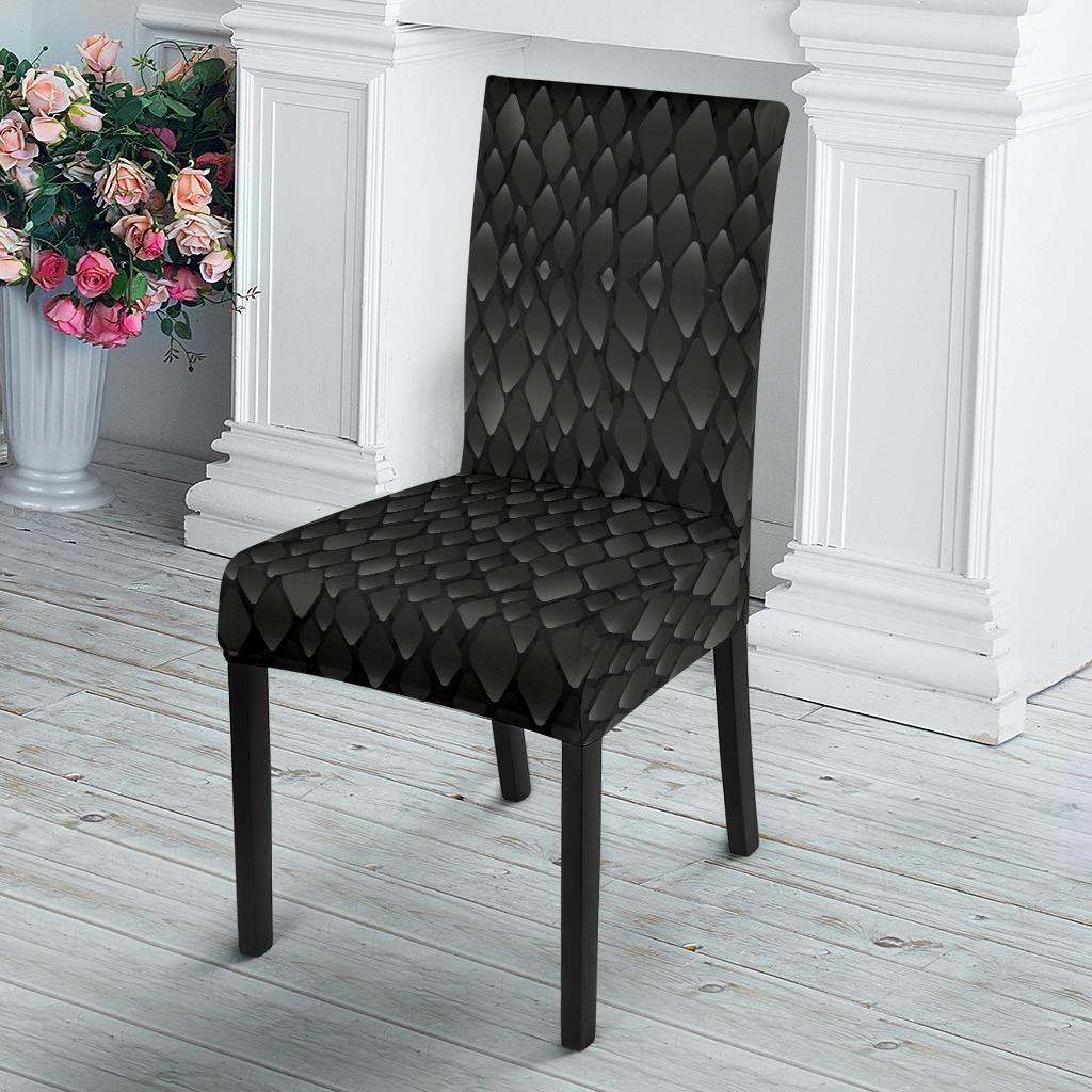 Snake Skin Black Print Dining Chair Slipcover-JTAMIGO.COM