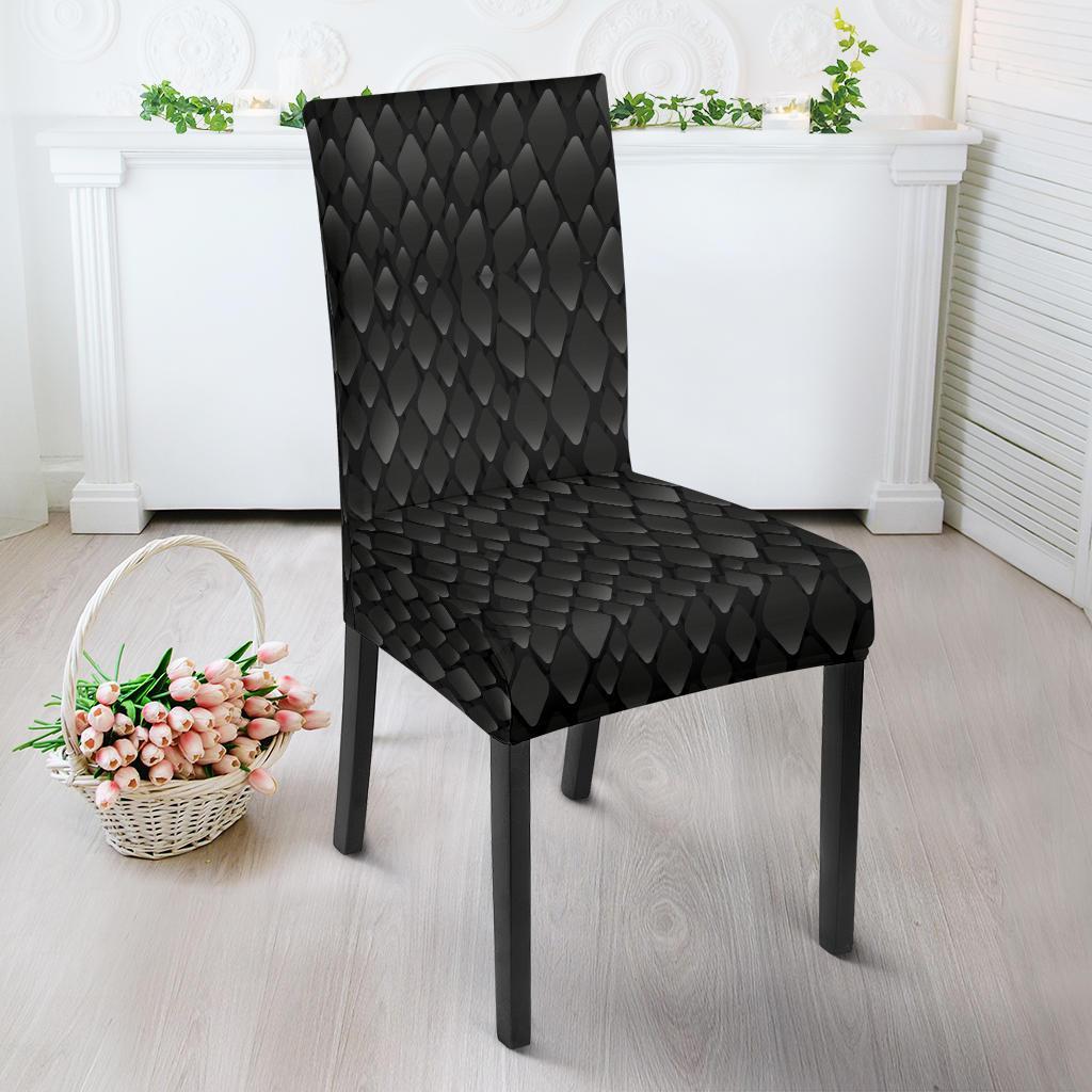 Snake Skin Black Print Dining Chair Slipcover-JTAMIGO.COM