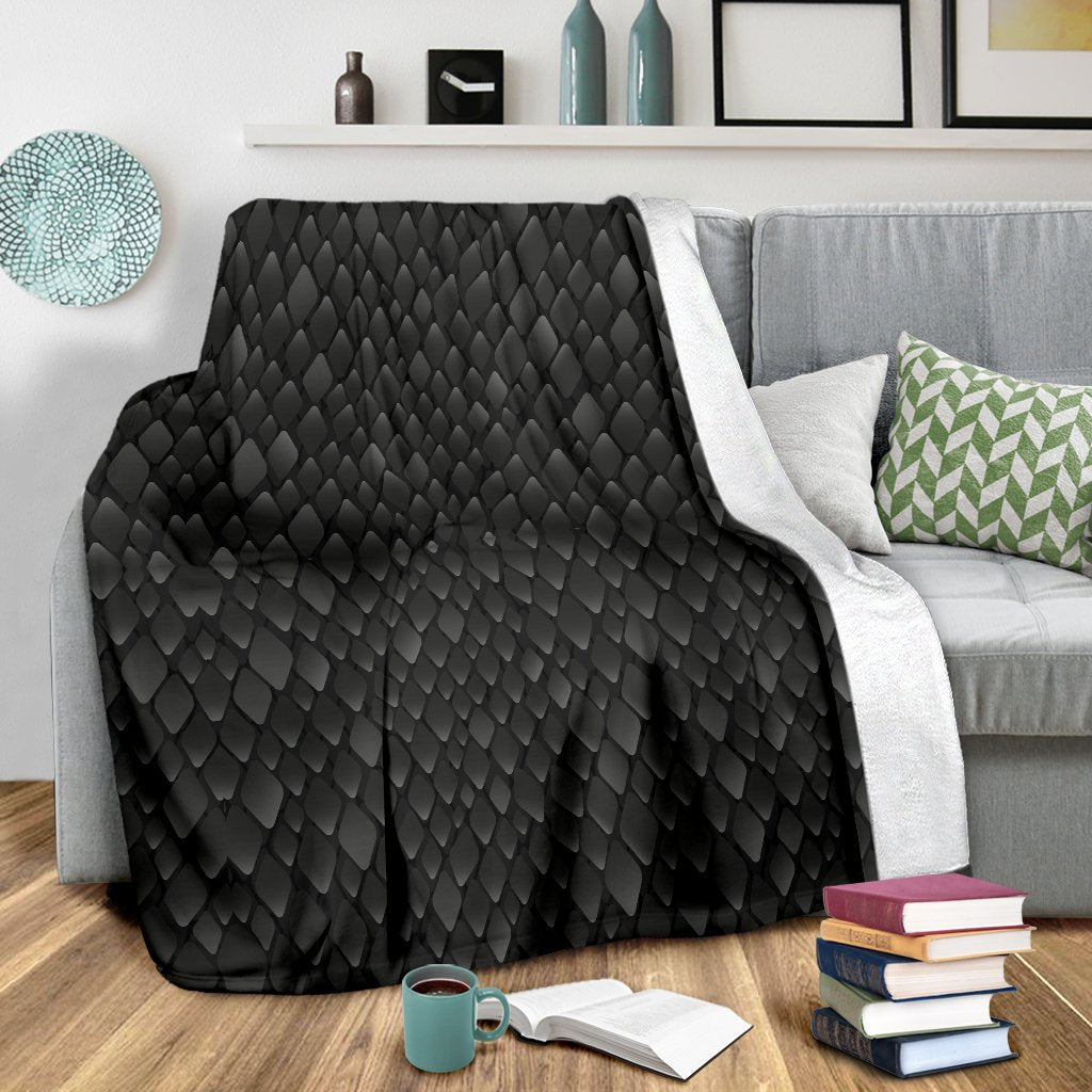 Snake Skin Black Print Fleece Blanket